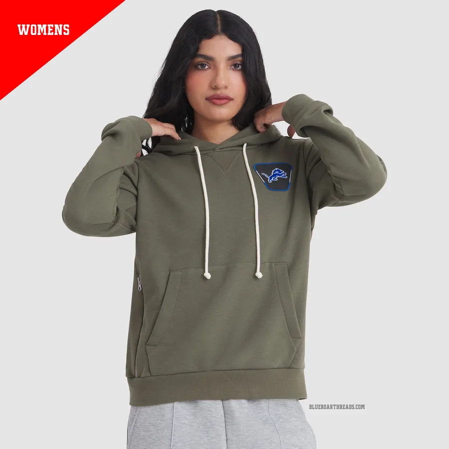 Women's Detroit Lions Olive 2025 Salute to Service Sideline Hoodie