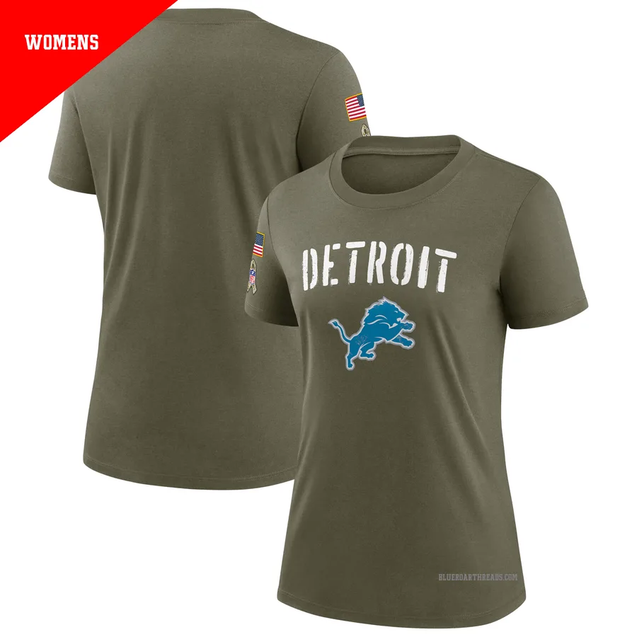 Women's Detroit Lions Olive Legend 2022 Salute To Service T-Shirt