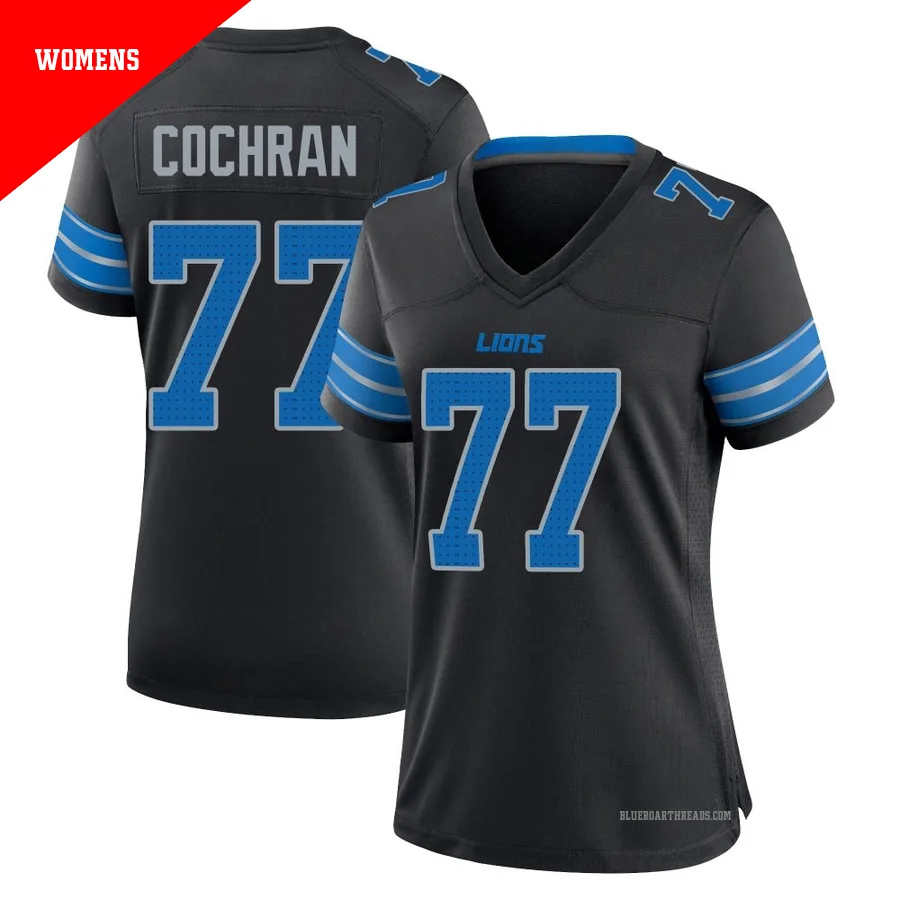 Women's Devin Cochran ＃77 Detroit Lions Black Game Alternate 2nd Jersey
