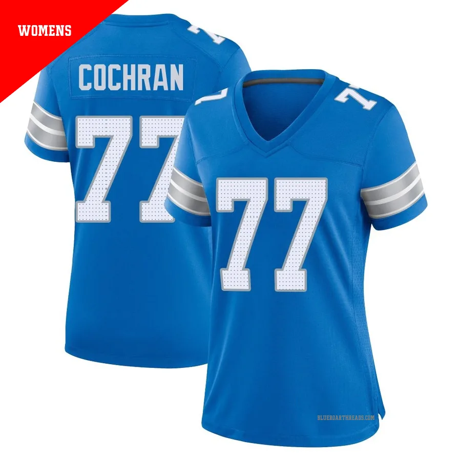 Women's Devin Cochran ＃77 Detroit Lions Blue Game 2nd Jersey