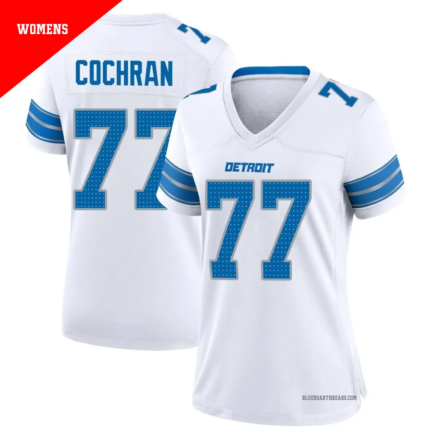 Women's Devin Cochran ＃77 Detroit Lions White Game 2nd Jersey