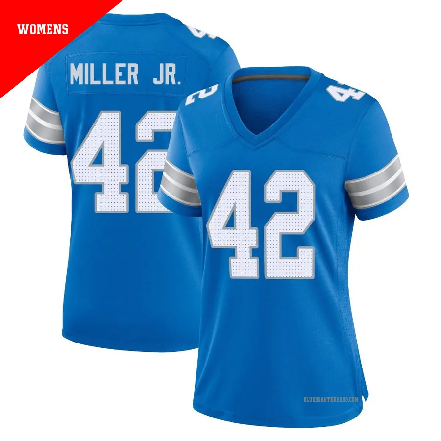 Women's D.J. Miller Jr. ＃42 Detroit Lions Blue Game 2nd Jersey