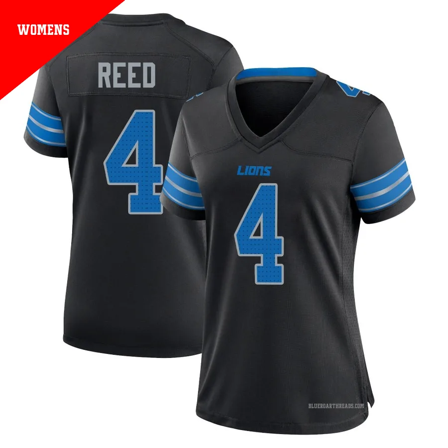 Women's D.J. Reed ＃4 Detroit Lions Black Game Alternate 2nd Jersey