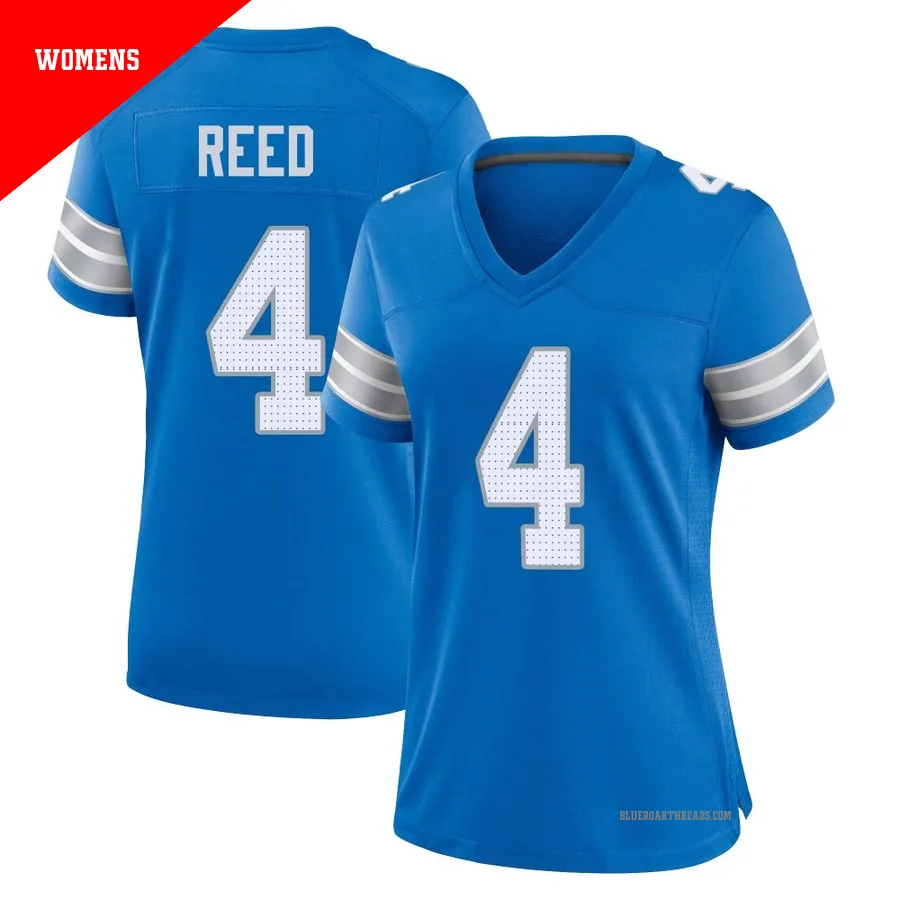 Women's D.J. Reed ＃4 Detroit Lions Blue Game 2nd Jersey