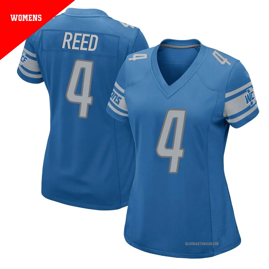 Women's D.J. Reed ＃4 Detroit Lions Blue Game Team Color Jersey