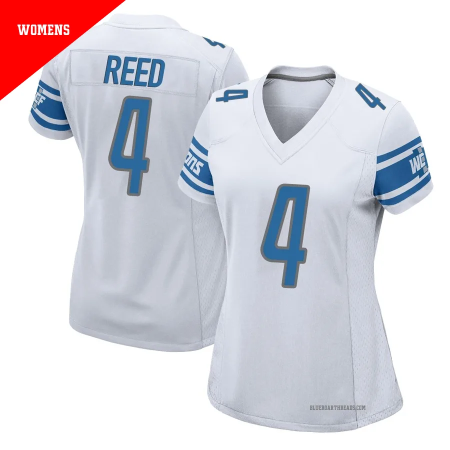 Women's D.J. Reed ＃4 Detroit Lions White Game Jersey