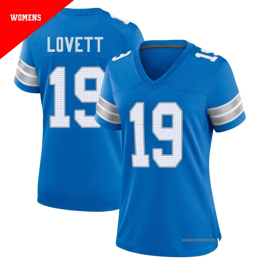 Women's Dominic Lovett ＃19 Detroit Lions Blue Game 2nd Jersey