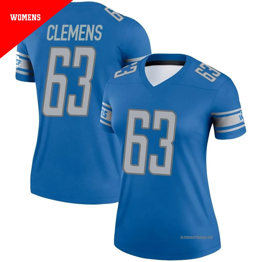 Women's Duke Clemens ＃63 Detroit Lions Blue Legend Jersey