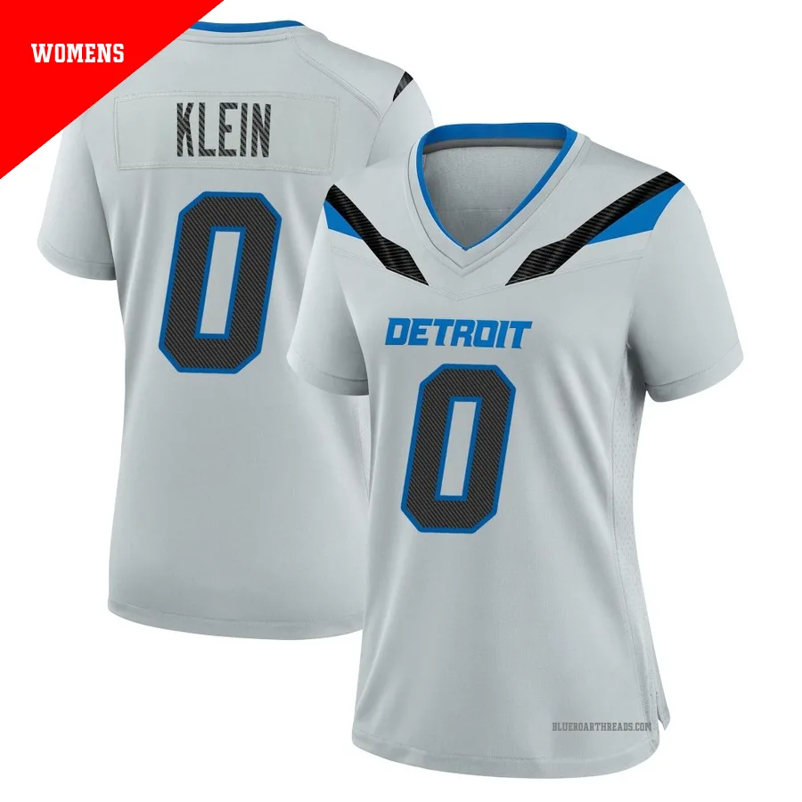 Women's Elijah Klein ＃0 Detroit Lions Game Silver 2026 Rivalries Collection Jersey