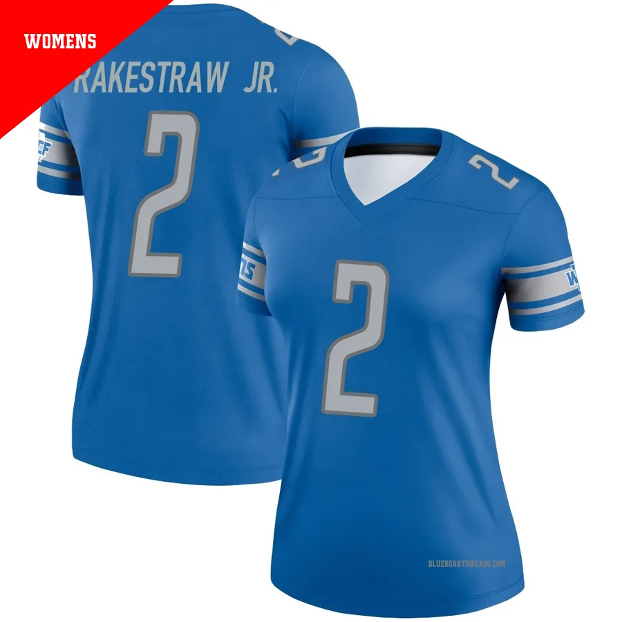 Women's Ennis Rakestraw Jr. ＃2 Detroit Lions Blue Legend Jersey
