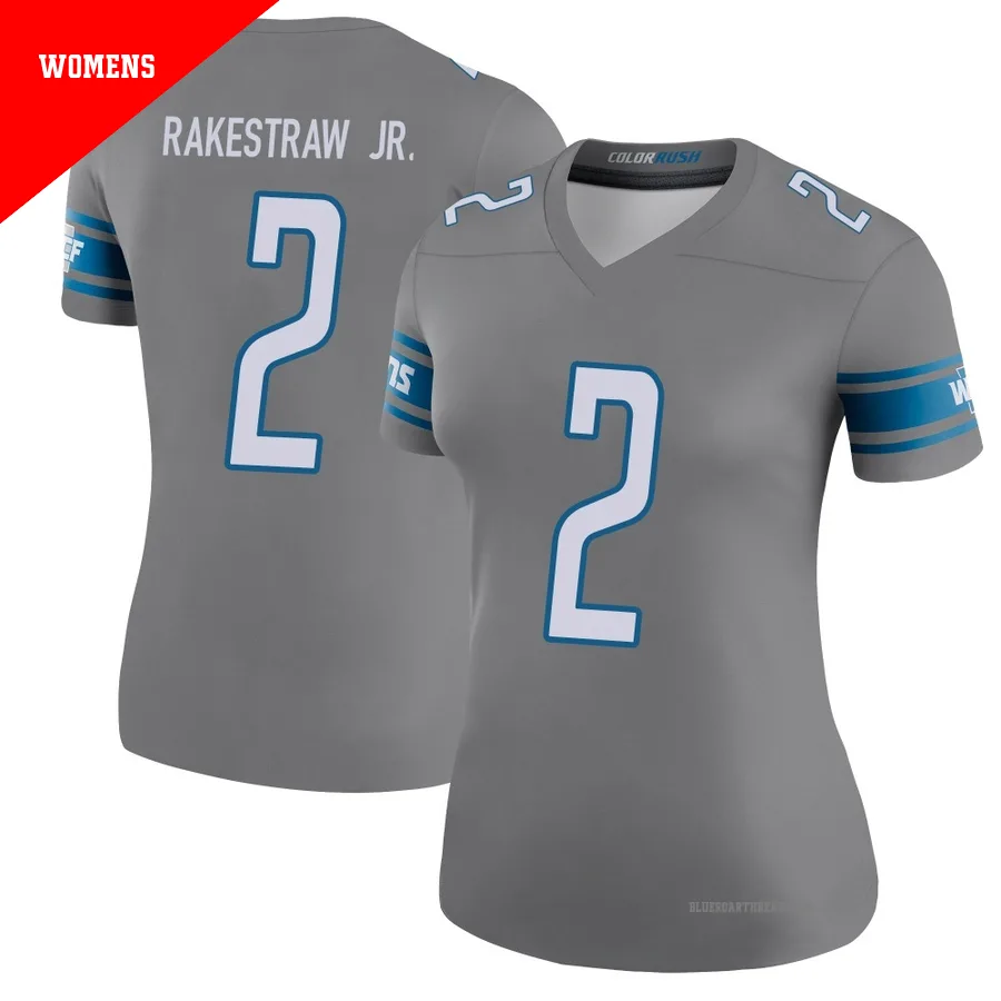Women's Ennis Rakestraw Jr. ＃2 Detroit Lions Legend Color Rush Steel Jersey