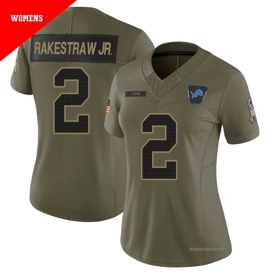 Women's Ennis Rakestraw Jr. ＃2 Detroit Lions Olive Limited 2025 Salute to Service Jersey