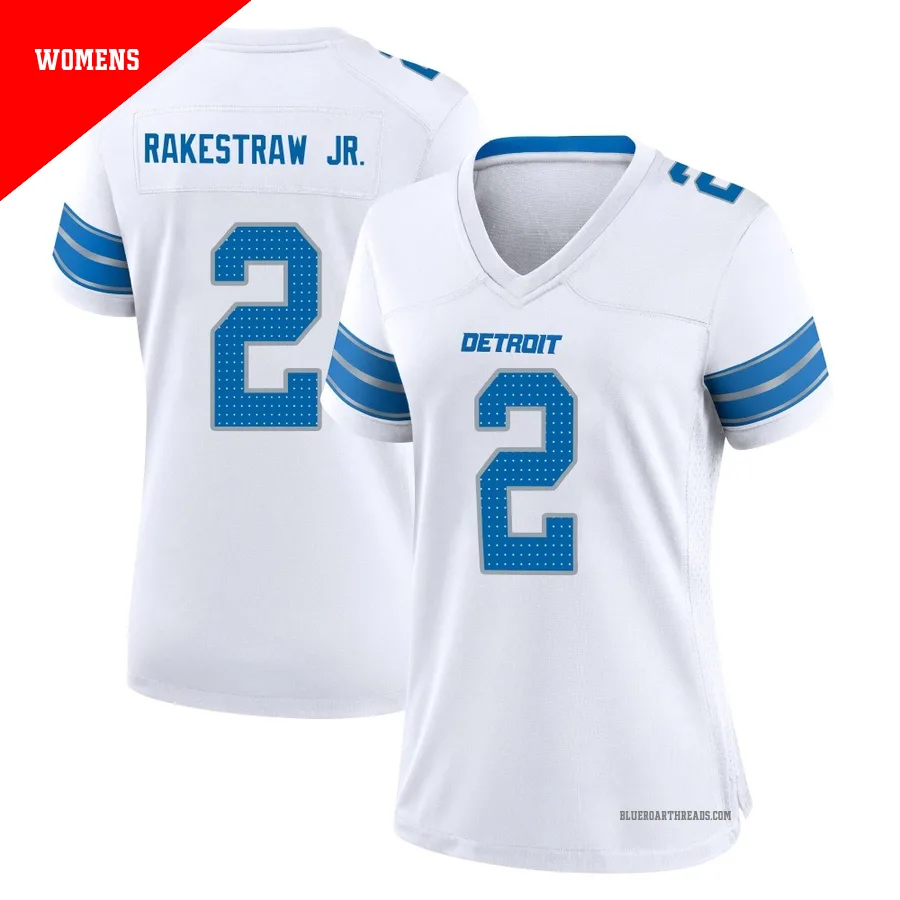Women's Ennis Rakestraw Jr. ＃2 Detroit Lions White Game 2nd Jersey