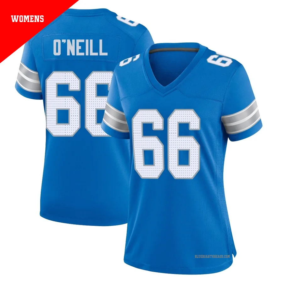 Women's Eric O'Neill ＃66 Detroit Lions Blue Game 2nd Jersey