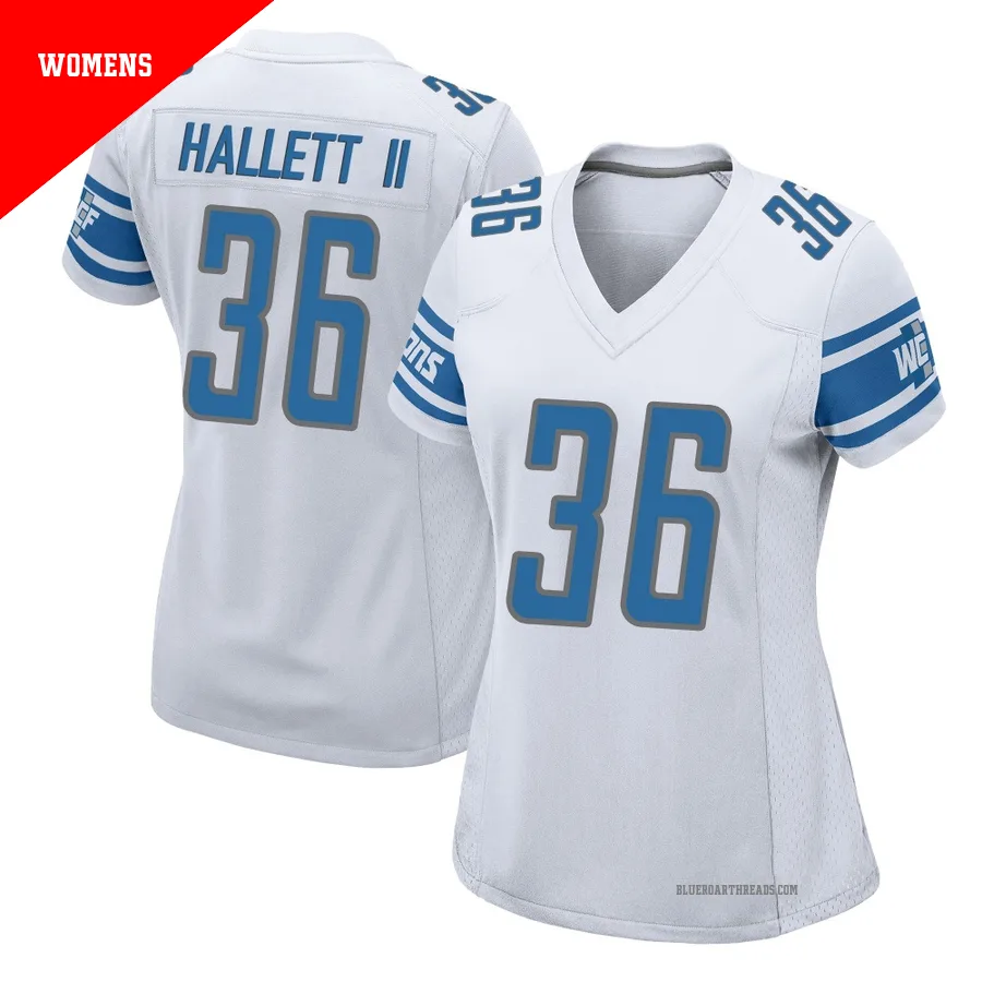 Women's Erick Hallett II ＃36 Detroit Lions White Game Jersey