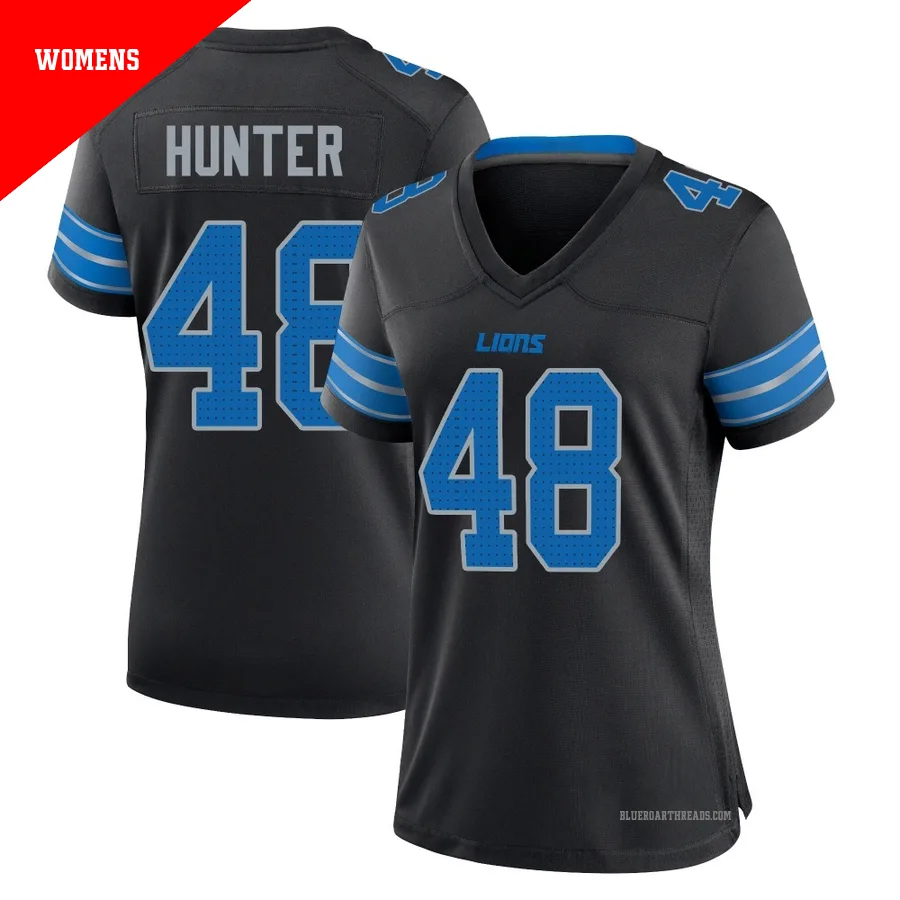 Women's Erick Hunter ＃48 Detroit Lions Black Game Alternate 2nd Jersey