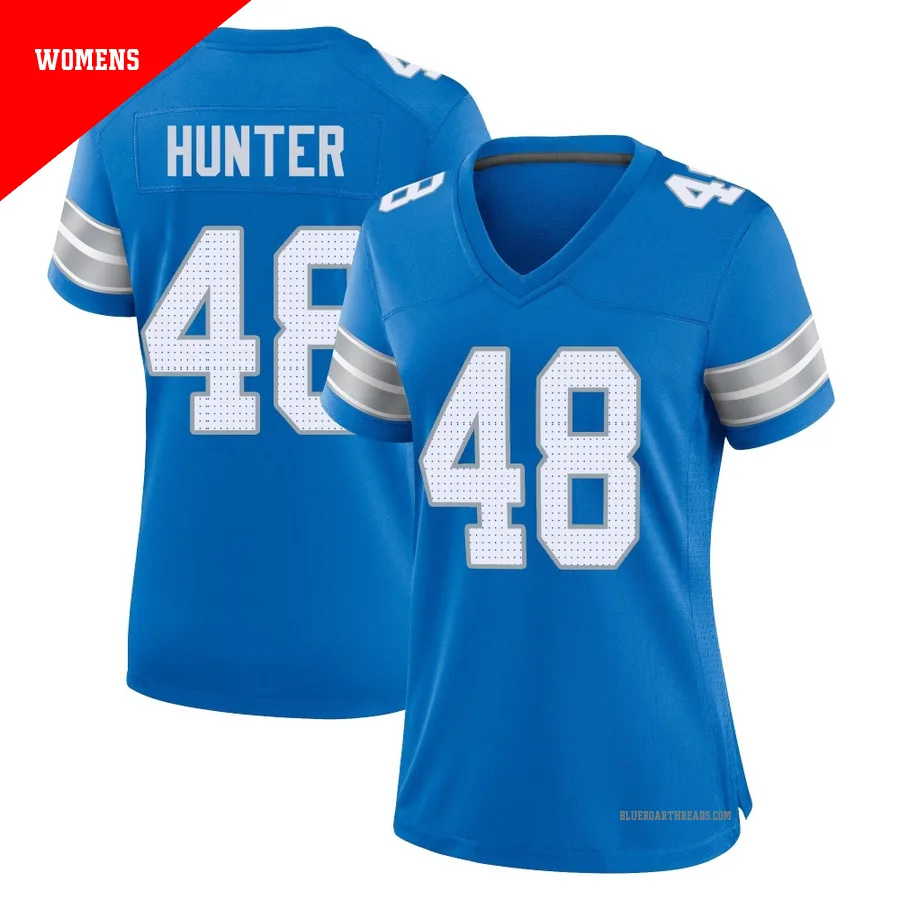 Women's Erick Hunter ＃48 Detroit Lions Blue Game 2nd Jersey