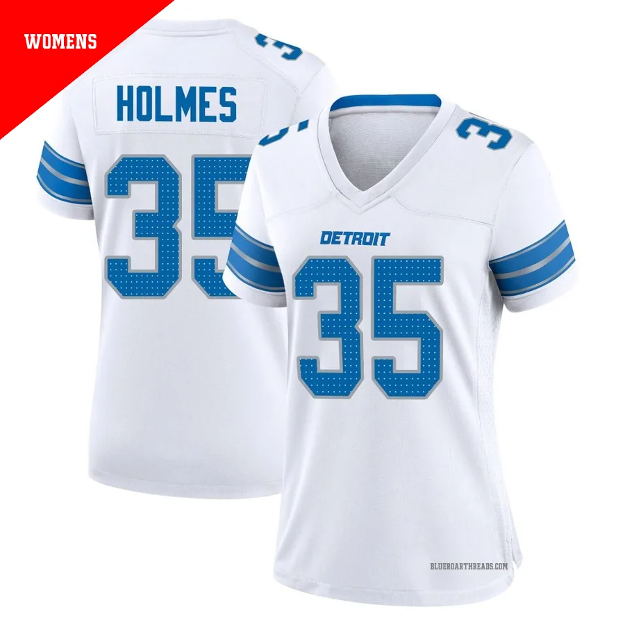 Women's Gavin Holmes ＃35 Detroit Lions White Game 2nd Jersey