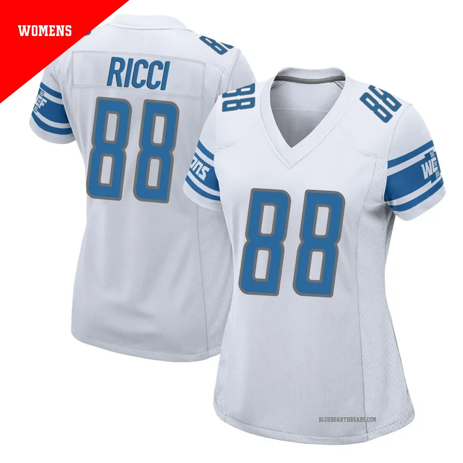 Women's Giovanni Ricci ＃88 Detroit Lions White Game Jersey