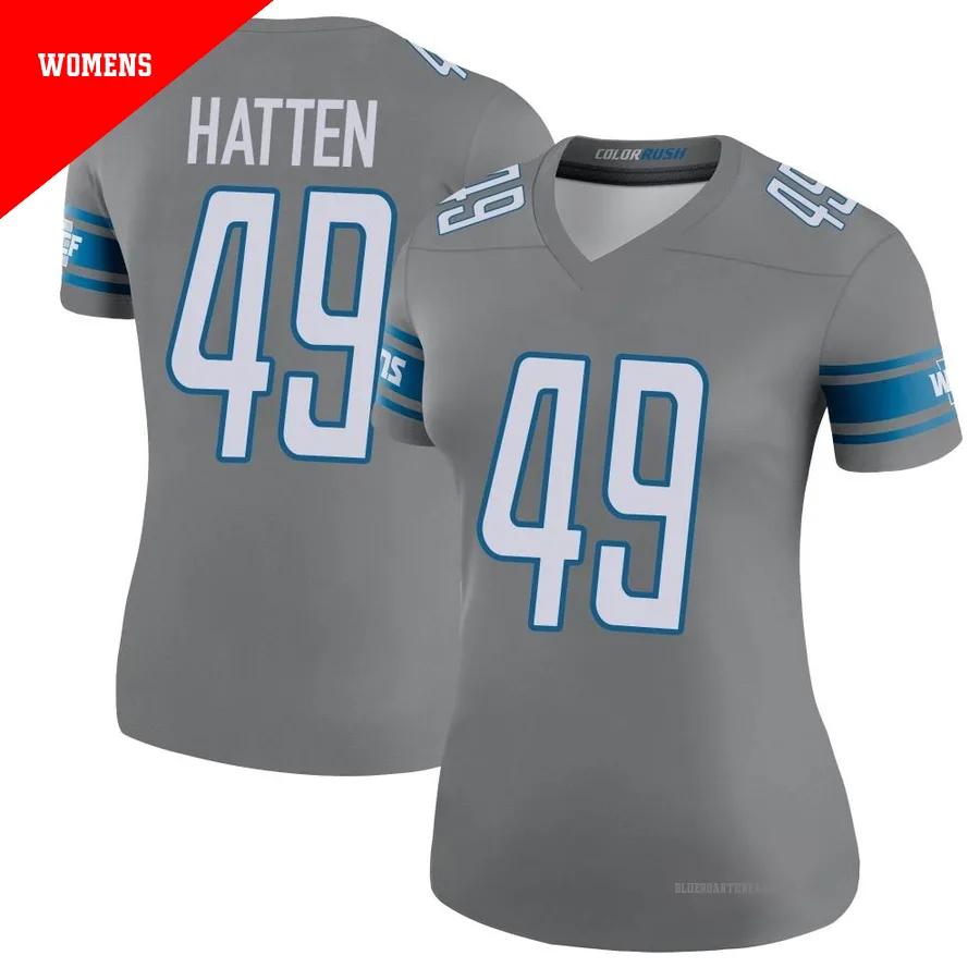 Women's Hogan Hatten ＃49 Detroit Lions Legend Color Rush Steel Jersey