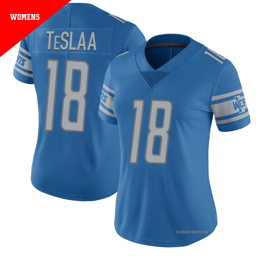 Women's Isaac TeSlaa ＃18 Detroit Lions Blue Limited Team Color Vapor Untouchable Jersey