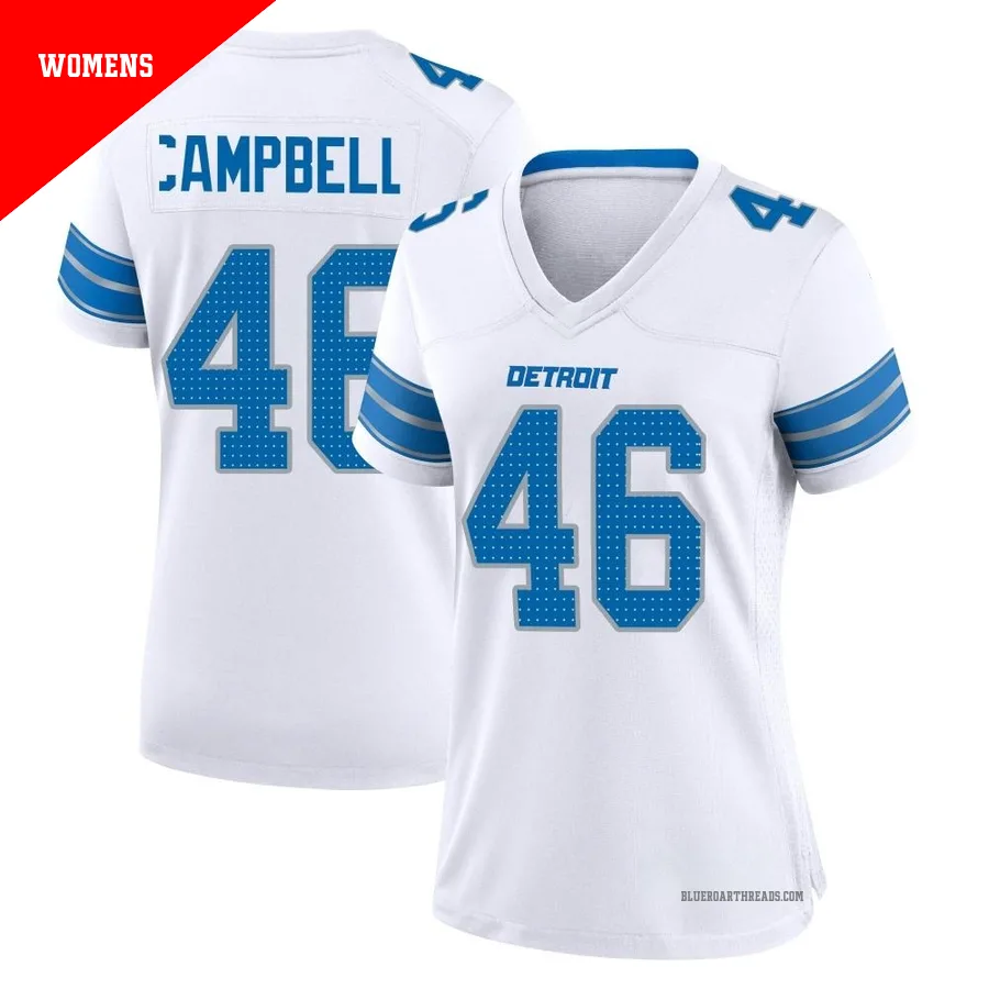 Women's Jack Campbell ＃46 Detroit Lions White Game 2nd Jersey