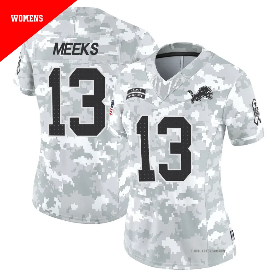 Women's Jackson Meeks ＃13 Detroit Lions Arctic Camo Limited 2024 Salute to Service Jersey