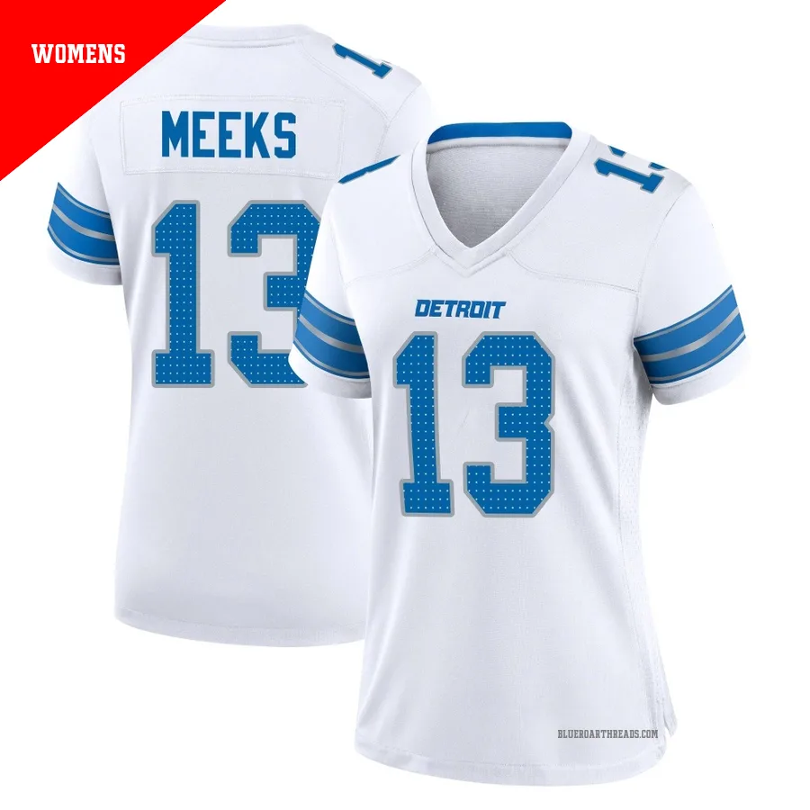 Women's Jackson Meeks ＃13 Detroit Lions White Game 2nd Jersey