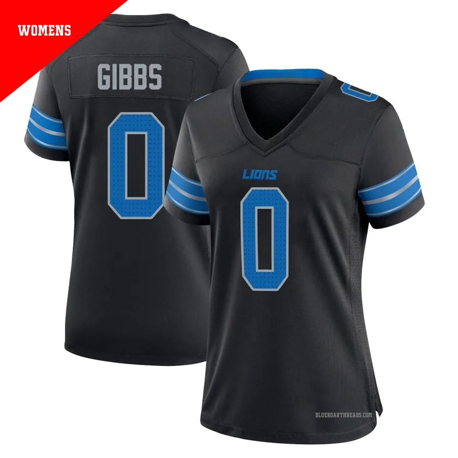 Women's Jahmyr Gibbs ＃0 Detroit Lions Black Game Alternate 2nd Jersey