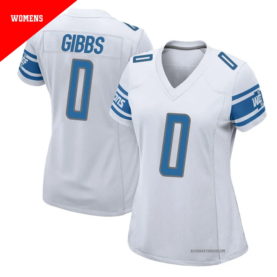 Women's Jahmyr Gibbs ＃0 Detroit Lions White Game Jersey