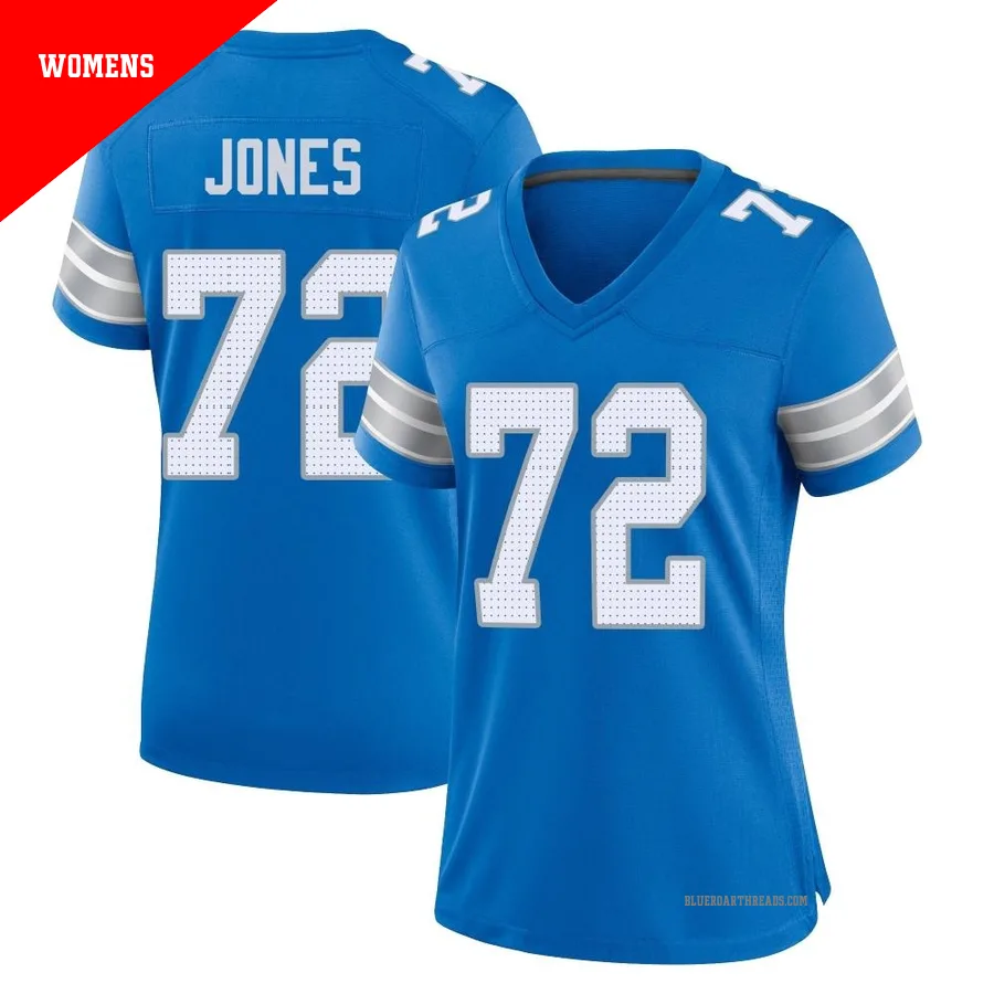 Women's Jamarco Jones ＃72 Detroit Lions Blue Game 2nd Jersey