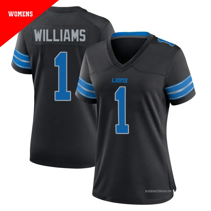 Women's Jameson Williams ＃1 Detroit Lions Black Game Alternate 2nd Jersey