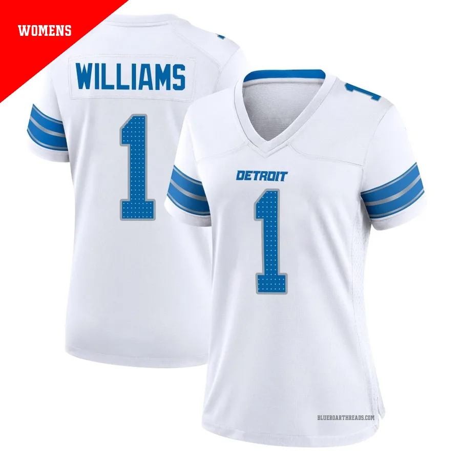 Women's Jameson Williams ＃1 Detroit Lions White Game 2nd Jersey