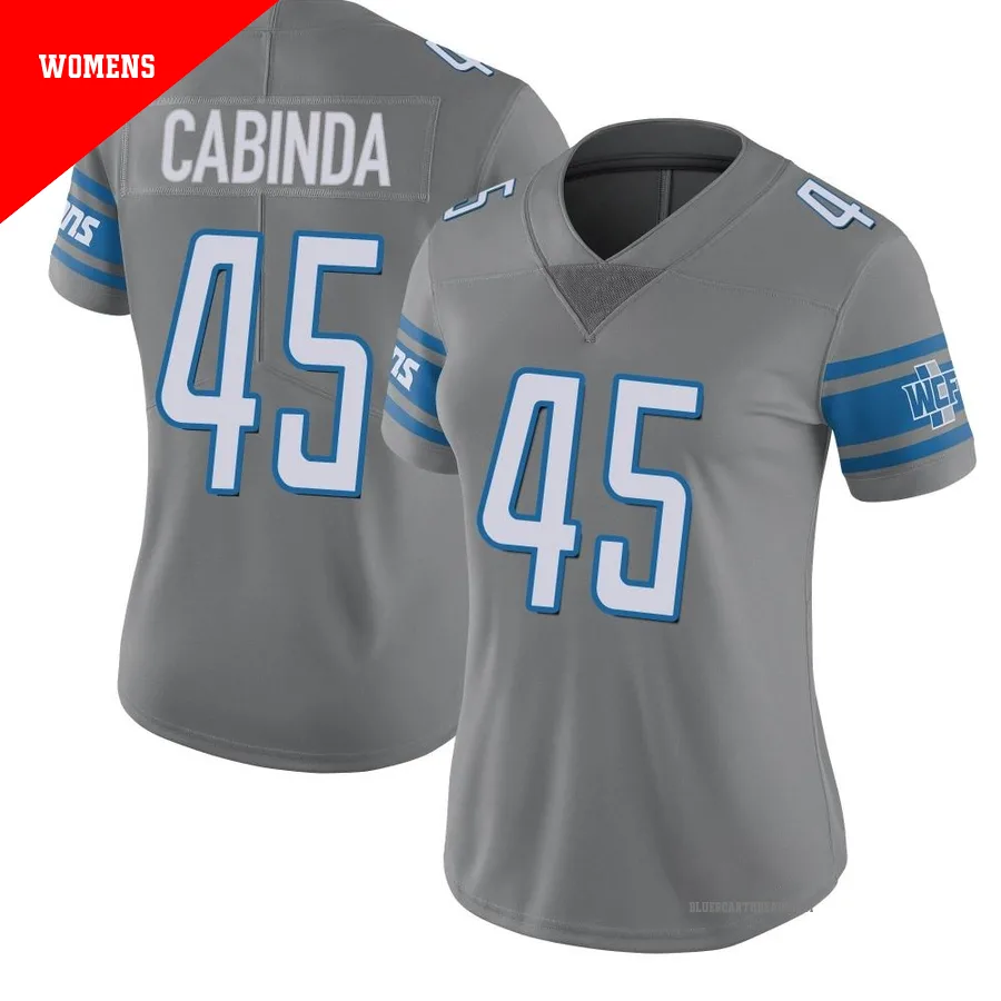Women's Jason Cabinda ＃45 Detroit Lions Limited Color Rush Steel Jersey