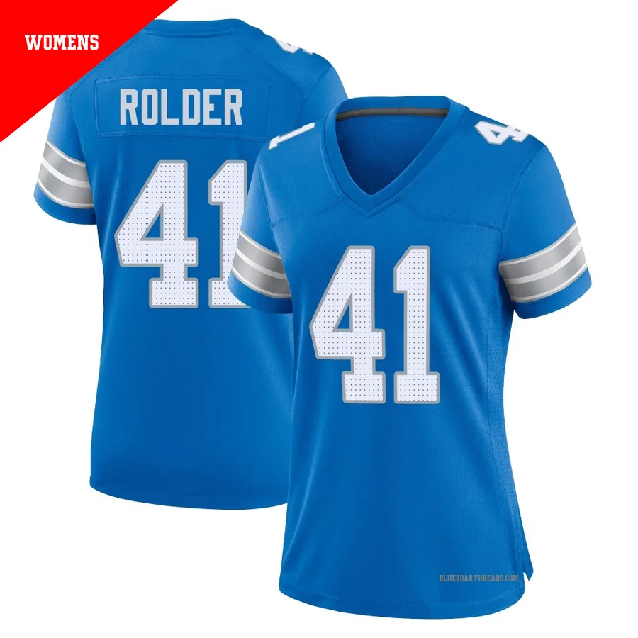 Women's Jimmy Rolder ＃41 Detroit Lions Blue Game 2nd Jersey