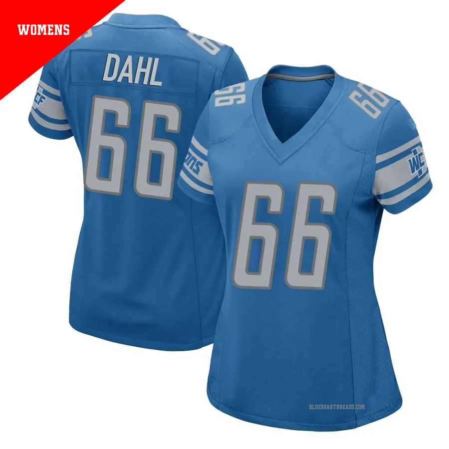 Women's Joe Dahl ＃66 Detroit Lions Blue Game Team Color Jersey