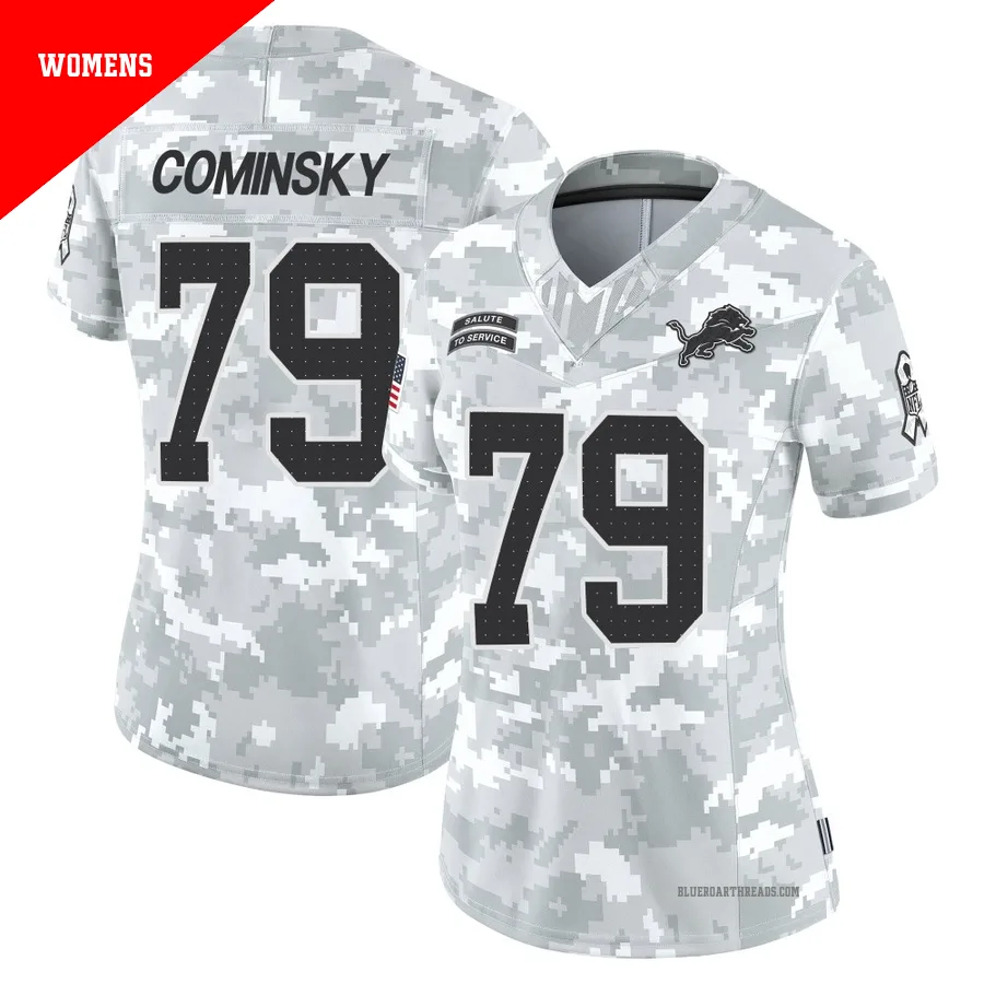 Women's John Cominsky ＃79 Detroit Lions Arctic Camo Limited 2024 Salute to Service Jersey
