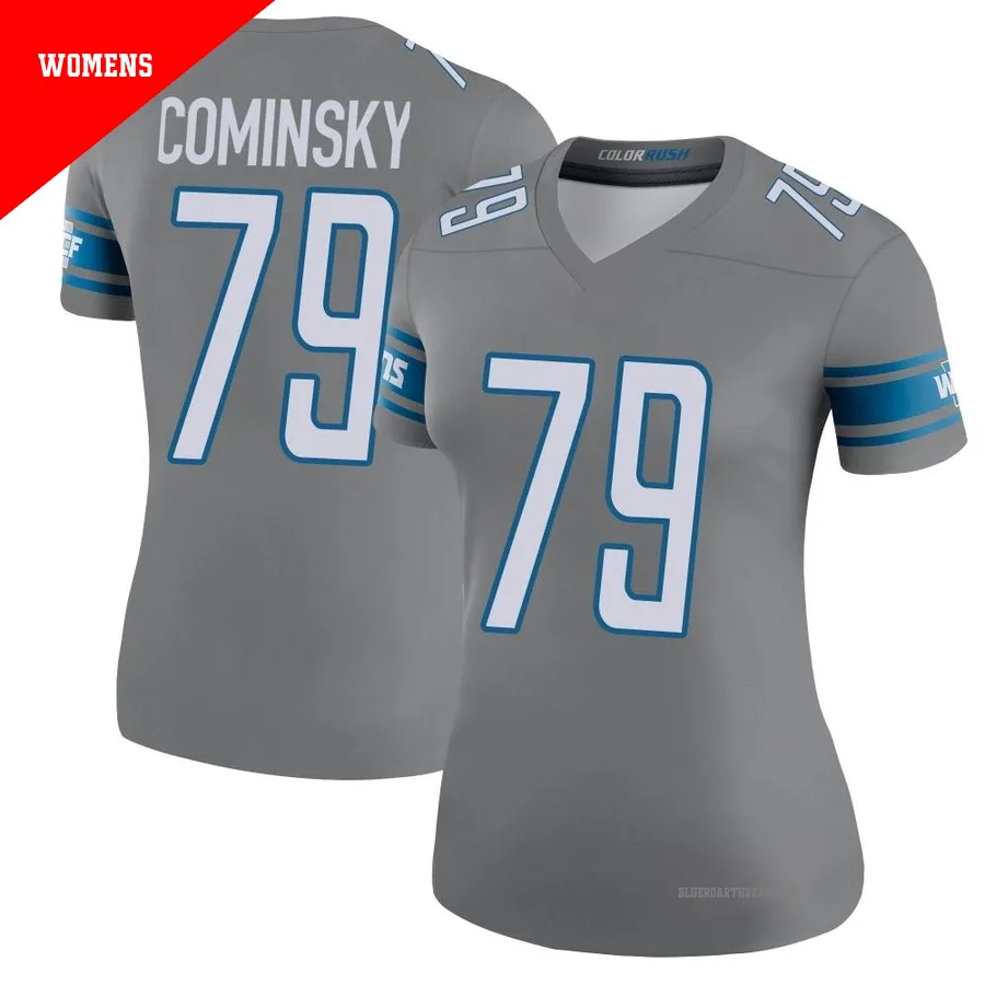 Women's John Cominsky ＃79 Detroit Lions Legend Color Rush Steel Jersey