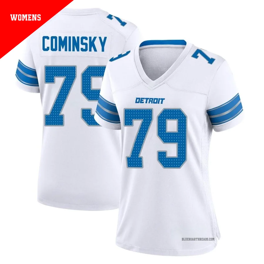 Women's John Cominsky ＃79 Detroit Lions White Game 2nd Jersey