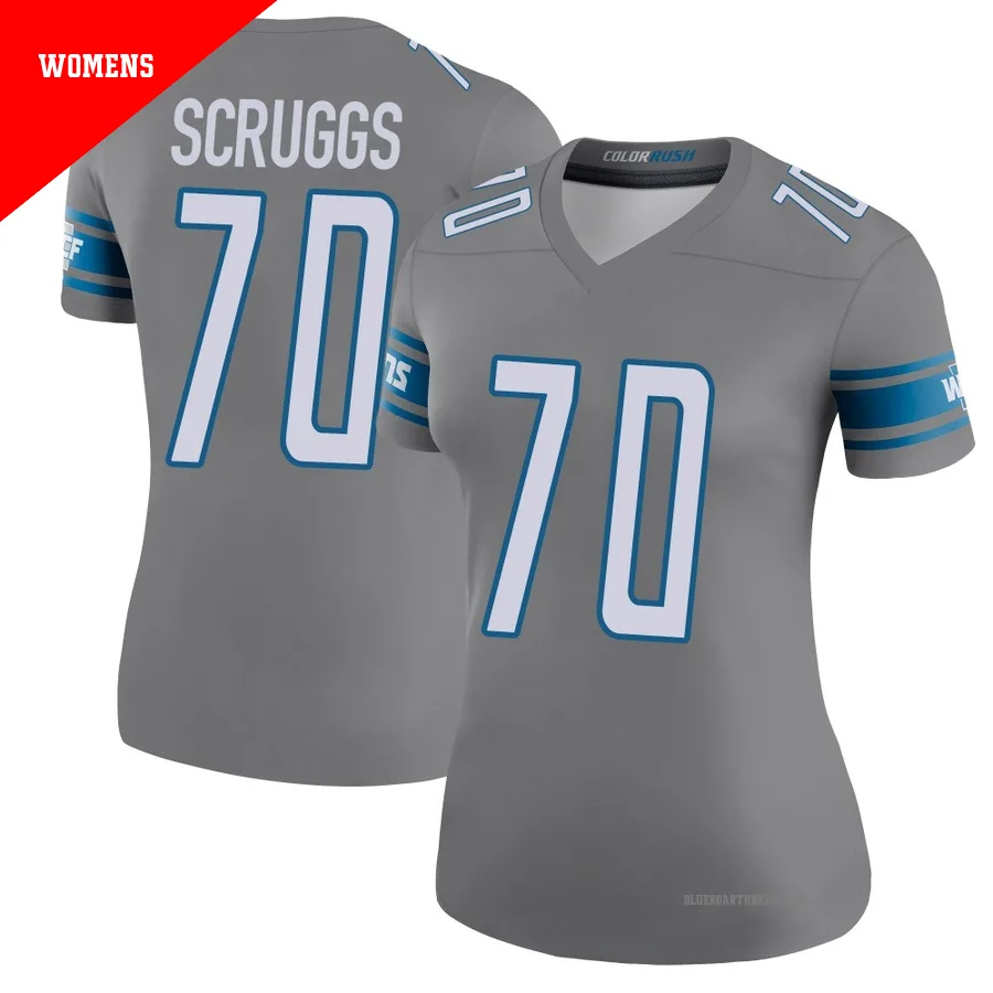 Women's Juice Scruggs ＃70 Detroit Lions Legend Color Rush Steel Jersey