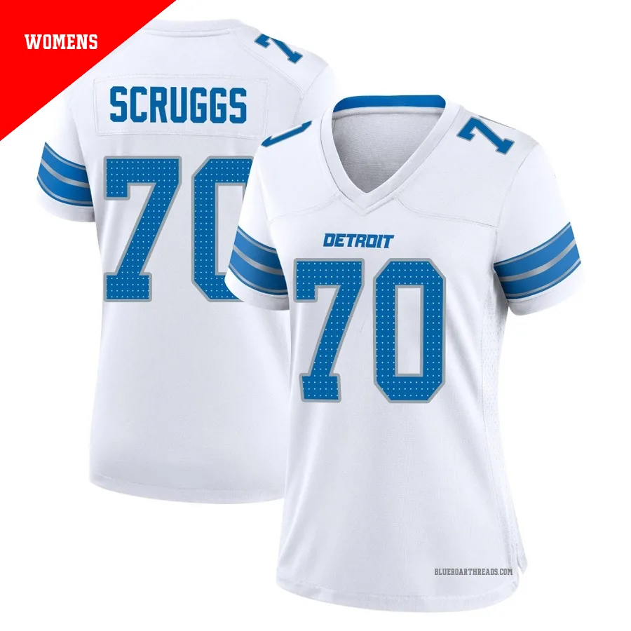 Women's Juice Scruggs ＃70 Detroit Lions White Game 2nd Jersey