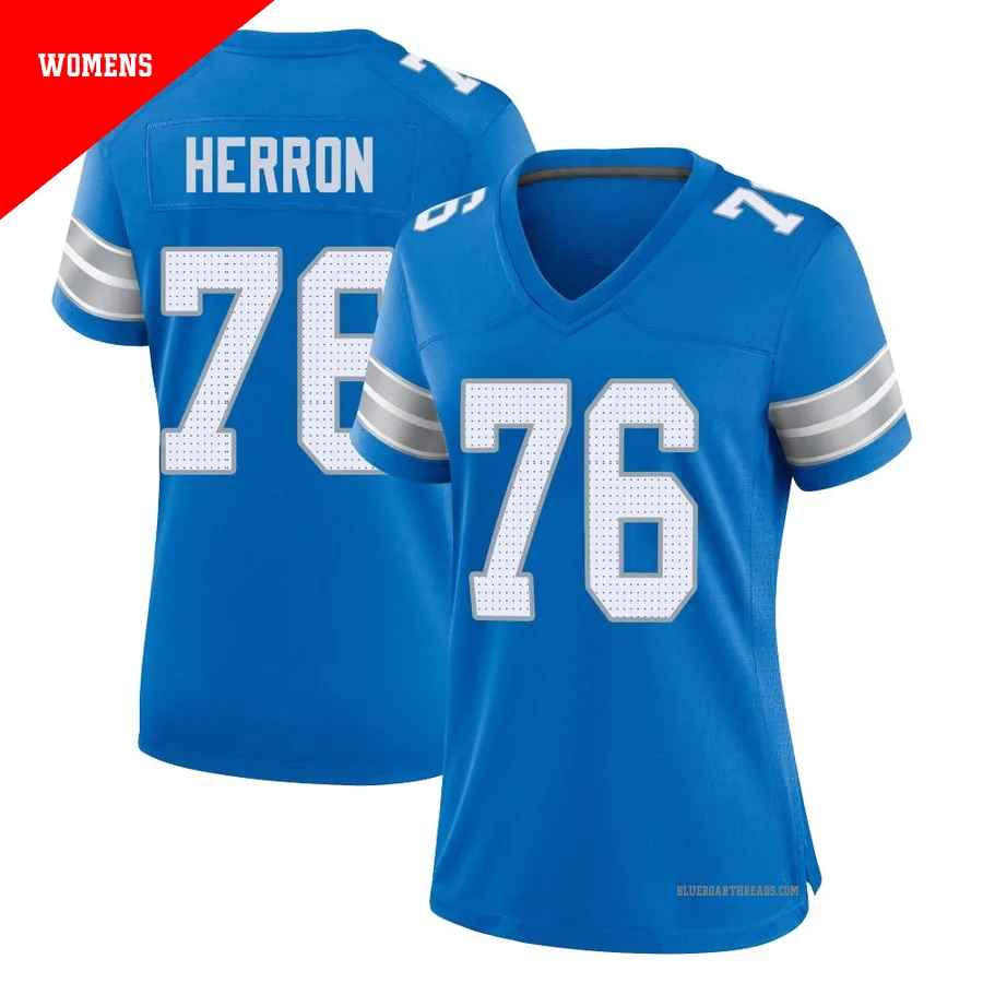 Women's Justin Herron ＃76 Detroit Lions Blue Game 2nd Jersey