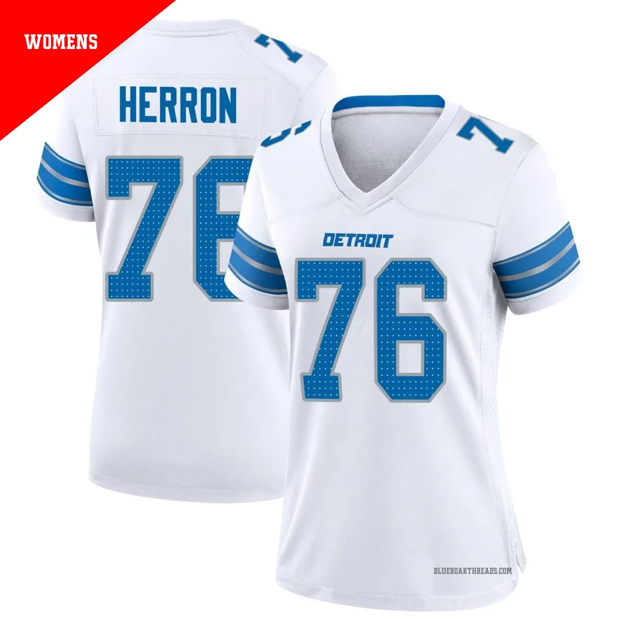 Women's Justin Herron ＃76 Detroit Lions White Game 2nd Jersey