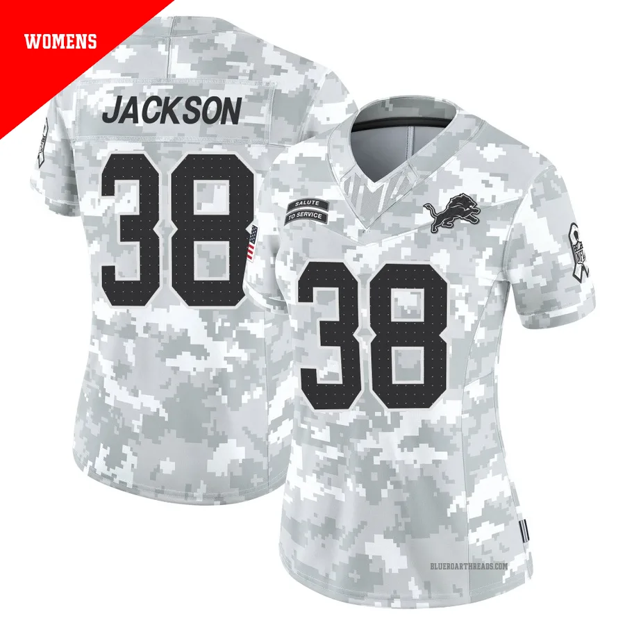 Women's Justin Jackson ＃38 Detroit Lions Arctic Camo Limited 2024 Salute to Service Jersey
