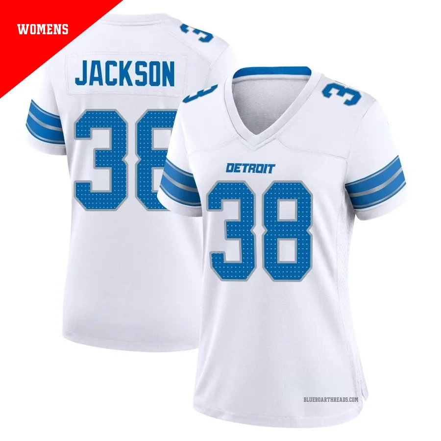 Women's Justin Jackson ＃38 Detroit Lions White Game 2nd Jersey