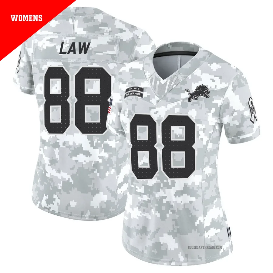 Women's Kendrick Law ＃88 Detroit Lions Arctic Camo Limited 2024 Salute to Service Jersey