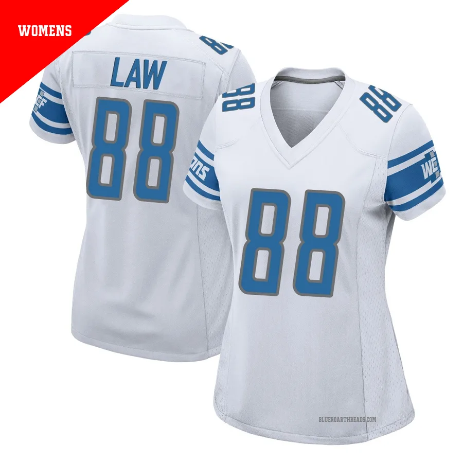 Women's Kendrick Law ＃88 Detroit Lions White Game Jersey