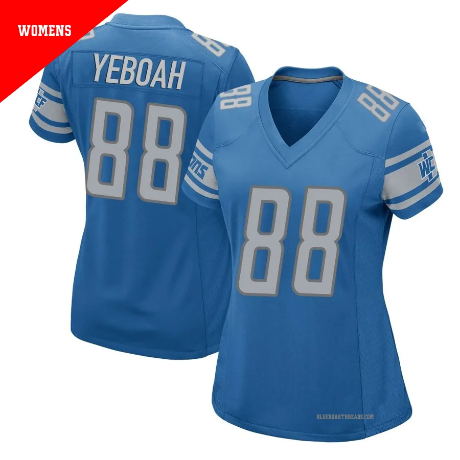 Women's Kenny Yeboah ＃88 Detroit Lions Blue Game Team Color Jersey