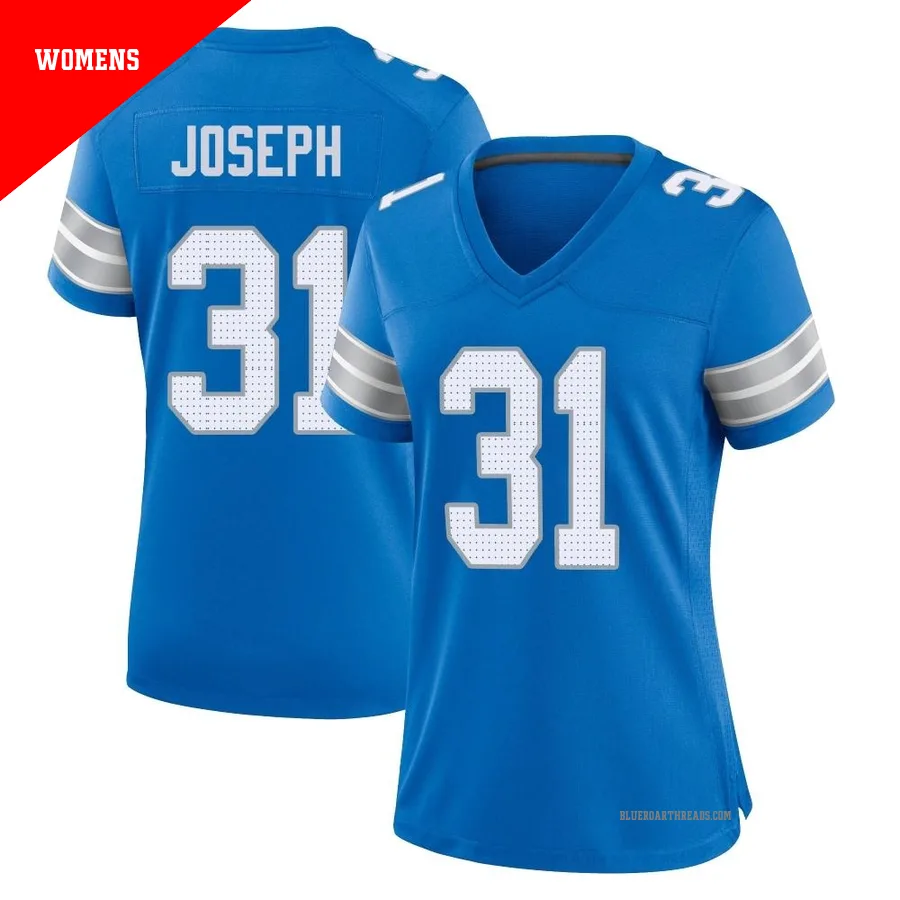Women's Kerby Joseph ＃31 Detroit Lions Blue Game 2nd Jersey