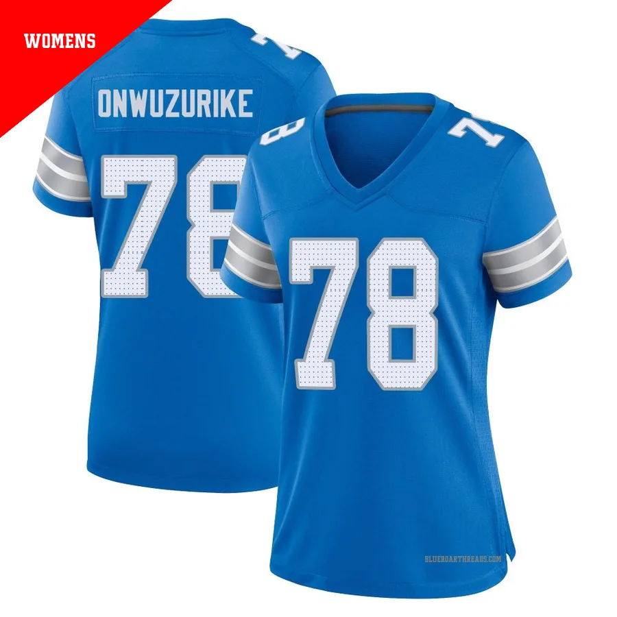 Women's Levi Onwuzurike ＃78 Detroit Lions Blue Game 2nd Jersey